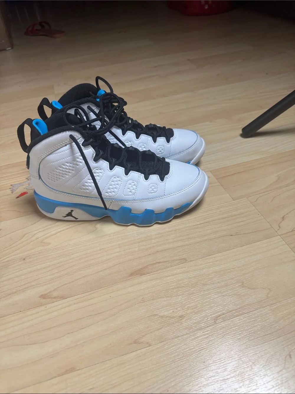 Nike Kids White and Black High-Top Sneakers with Blue Accents